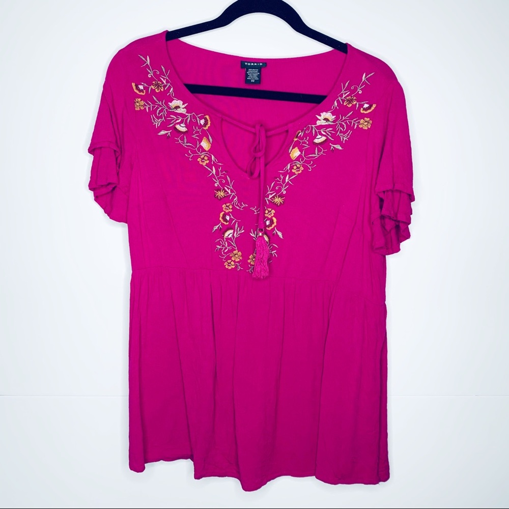 Torrid Pink Gauze Blouse Sz 00/10